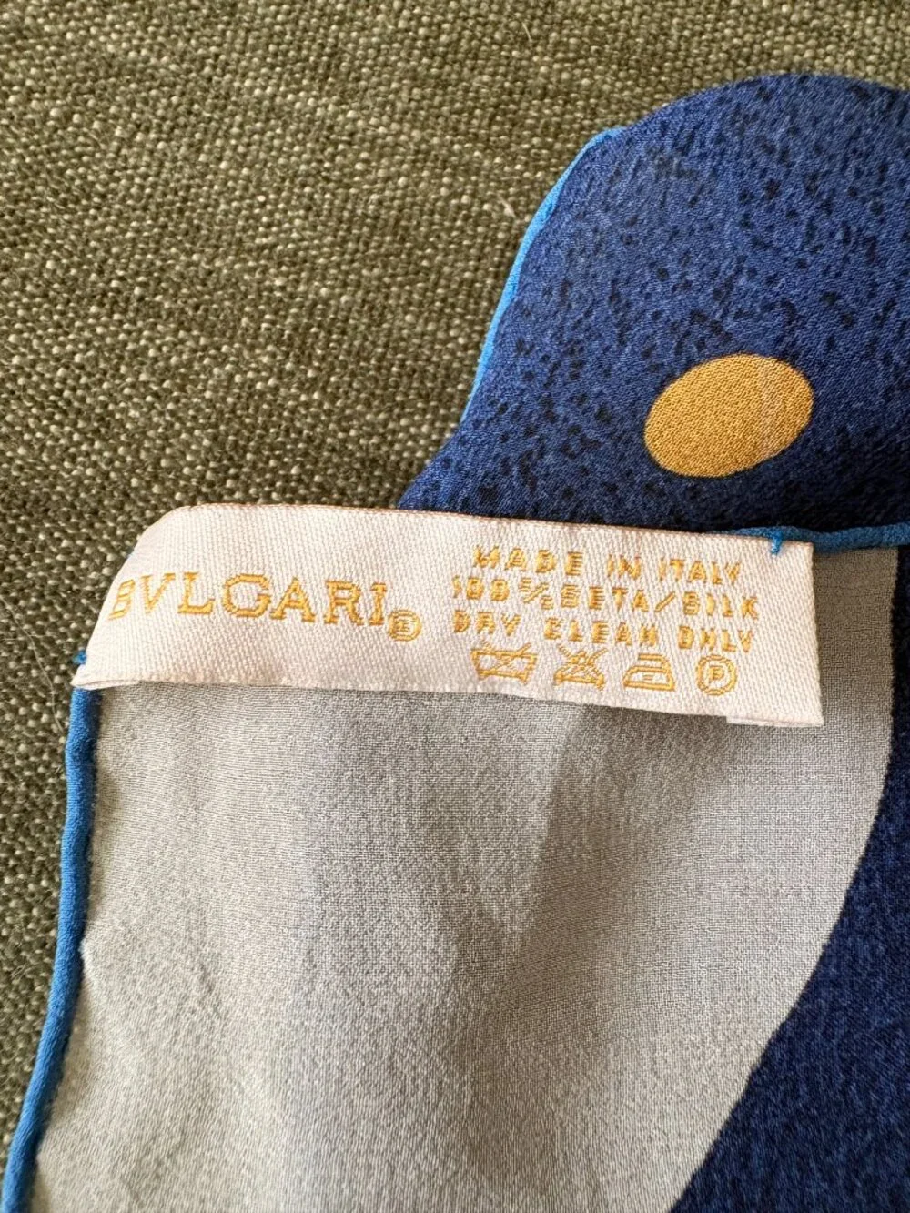 Bvlgari Navy Blue Silk Scarf 100% Silk Made in Italy